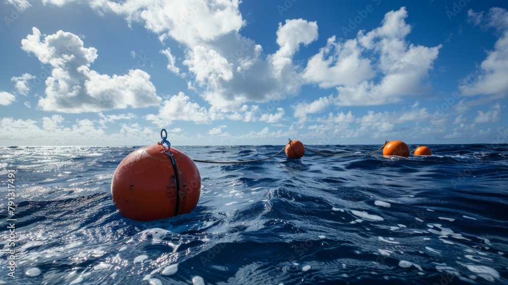 Climate researchers deploying buoys to collect realtime data on sea level rise and ocean acidification. .