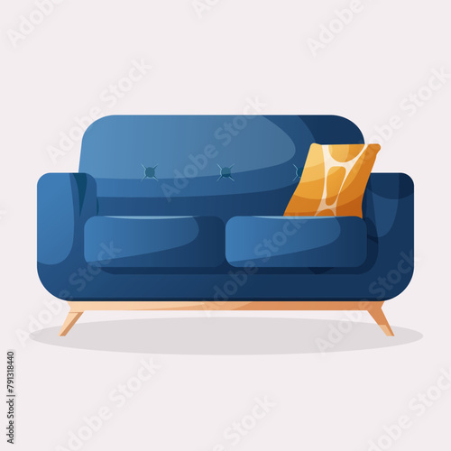 cozy blue chair. Home interior, furniture, household concept. Isolated vector illustration, modern minimalist photo