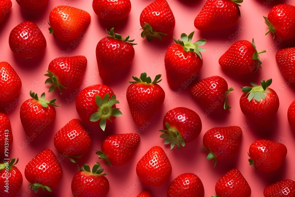 Background of strawberries arranged neatly in a pattern on pink background, HD, wallpaper banner, healthy lifestyle, fruits, dessert, red and pink, fresh, advertisement Background of strawberries arranged neatly in a pattern on pink background, HD, wallpaper banner, healthy lifestyle, fruits, dessert, red and pink, fresh, advertisement