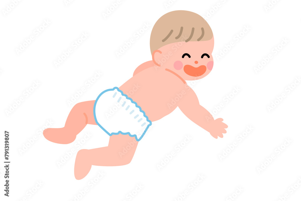 おむつをはいた赤ちゃん おむつをはいた赤ちゃん