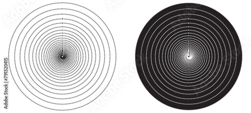 Halftone Dots circle frame. Round border Icon using halftone Dots random circle. Grunge circular stain. Vector illustration. photo