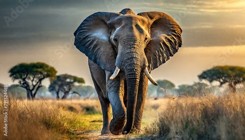 elephant in the savannah photo