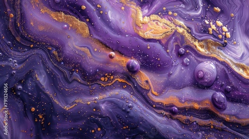 A purple and gold swirl of paint with gold flecks