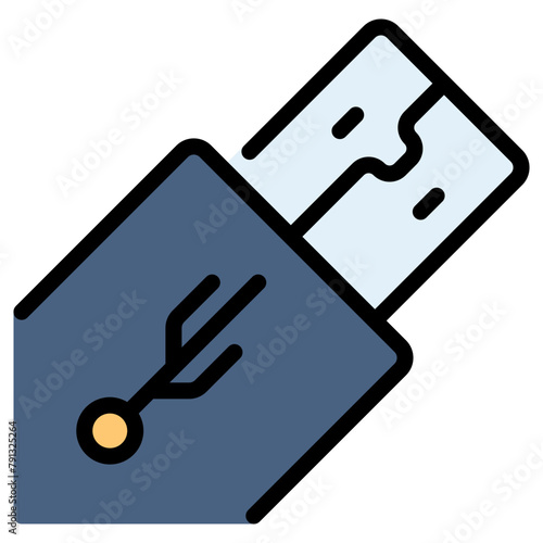 usb cable vector icon filled line style. perfect use for logo, presentation, website, and more. modern icon design color outline style