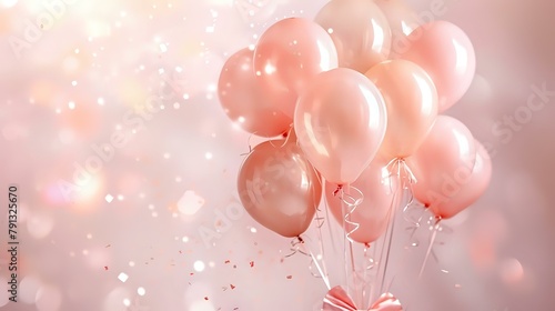 Bouquet of Balloons with Dreamy Atmosphere and Ribbon photo