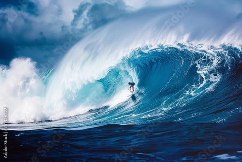 A surfer is riding a wave in the ocean