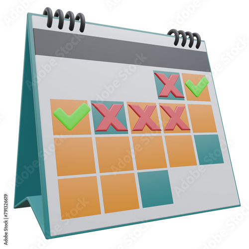 failed schedule, office 3d icon illustration with transparent background