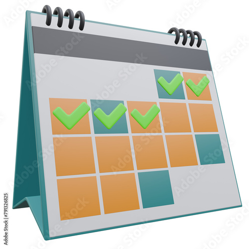 schedule, office 3d icon illustration with transparent background