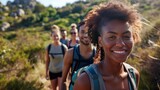 A group of people hiking in nature with a caption explaining how personal genomics can aid in identifying the best types of exercise for an individual based on their .