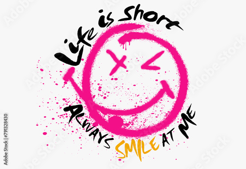 graffiti slogan print with neon spray, t shirt graphics print vector illustration design, Urban typography hipster street art for graphic tee t shirt or sweatshirt.eps8