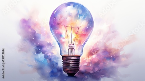 A light bulb with a watercolor splash.
