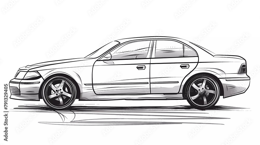 vector hand drawn car line art illustration of side view Stock ...