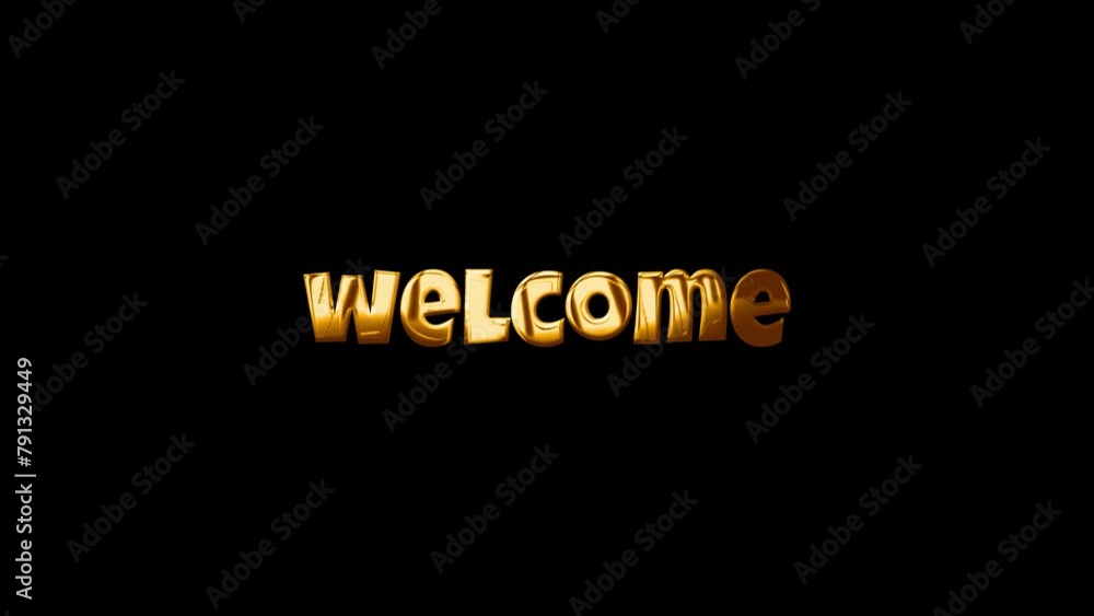 welcome animation sign in gold color on black background. luxury welcome text animation. welcome animation sign in gold color on black background. luxury welcome text animation.