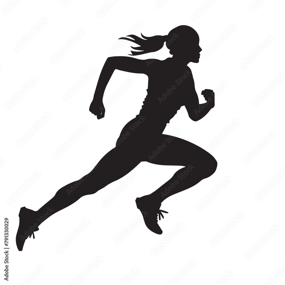 Vector silhouette of a female athlete running. Flat cutout icon of a sports person Vector silhouette of a female athlete running. Flat cutout icon of a sports person