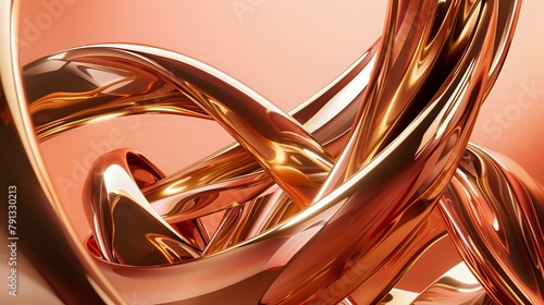 Lustrous Copper Sculpture: Modern Abstract Composition