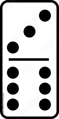 Domino icon line style with editable stock. Domino bones art design. Abstract concept for game element. Block for gambling. Series wooden chip. Stone for tournament, casino on transparent background.