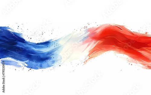 French waving flag in watercolor style. isolated on white background.