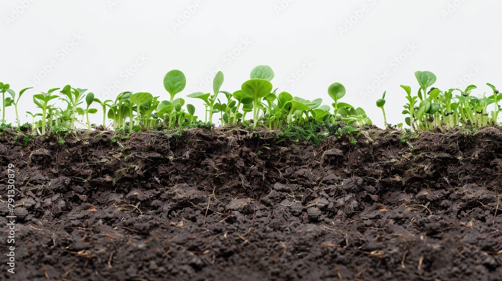 Cross Section of Soil with Plant Isolated on White Background
Cross Section of Soil with Plant Isolated on White Background