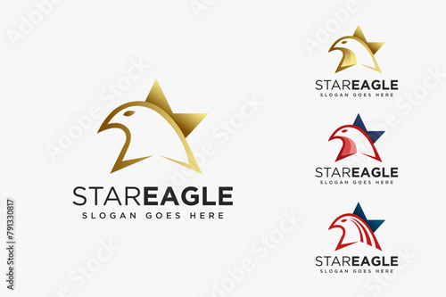 Star and eagle logo icon vector collection set on white background
