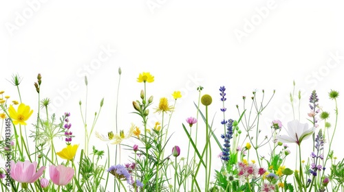 Vibrant Meadow Flowers on a Crisp White Background