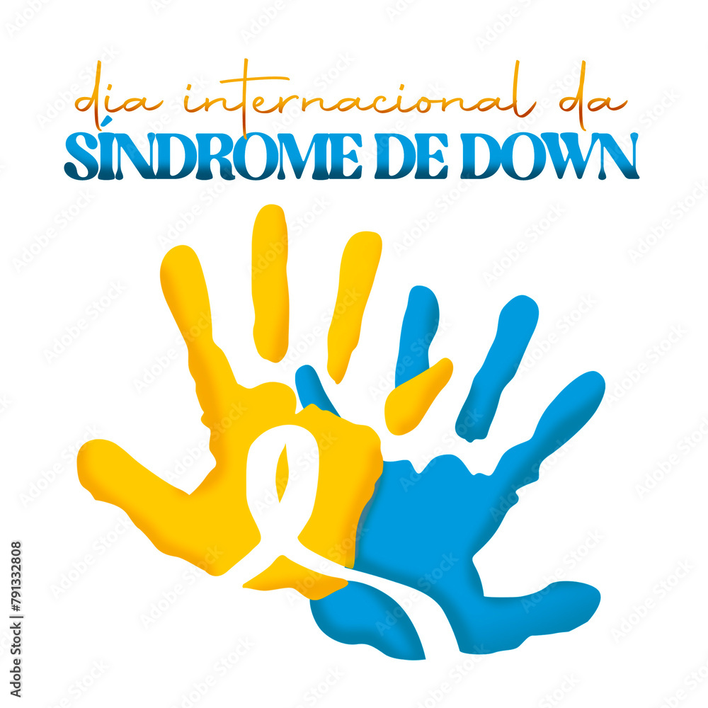 Obraz premium hand blue yellow sindrome de down