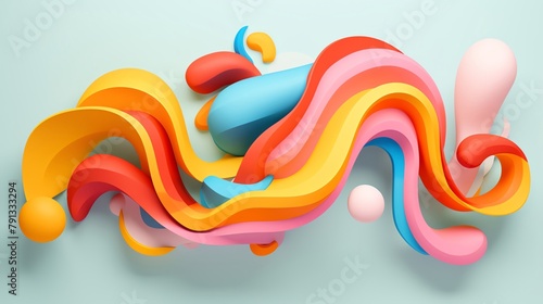 A playful branding project showcasing a logo composed of curved soft forms and bright sweet colors accompanied by a tagline in a statement 3D typeface that pops off the page photo
