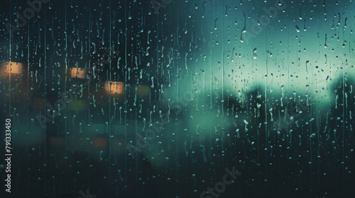 An artistic representation of rhythmic rain falling on a windowpane with a focus on the pattern and tempo of the raindrops creating a soothing and meditative visual and auditory experience