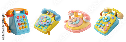 Set of 3D toy Cellphone isolated on a transparent background
