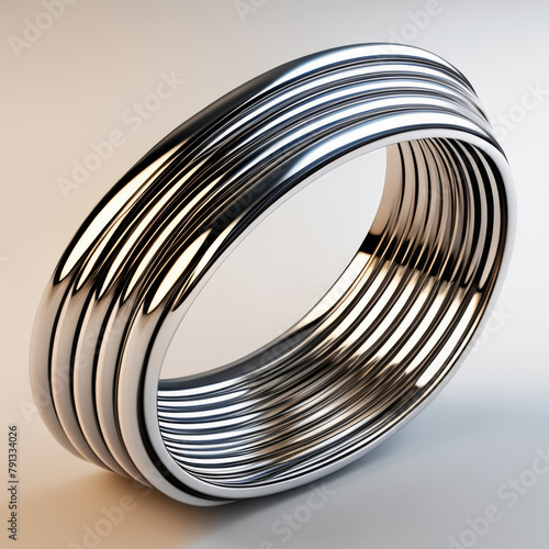 3d metal rings on a white background. 3d rendering.