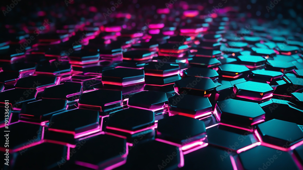 Perfect futuristic black hexagon background design. Futuristic honeycomb concept. Light cyberpunk, ai Generative Perfect futuristic black hexagon background design. Futuristic honeycomb concept. Light cyberpunk, ai Generative