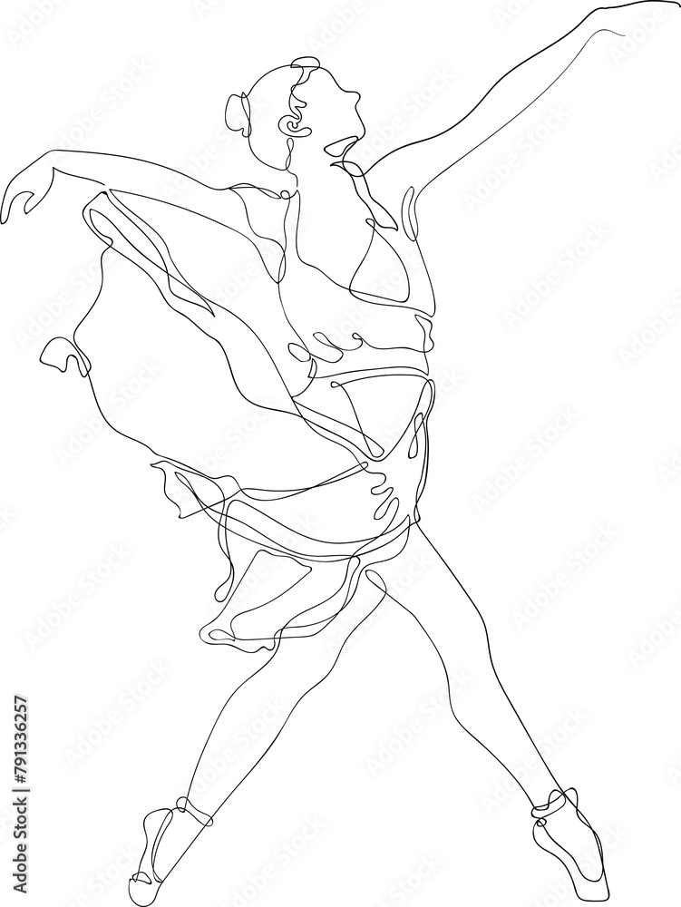 Ballet Dancer in Continuous Line Art Ballet Dancer in Continuous Line Art