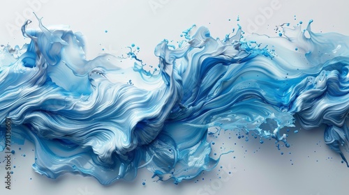 A blue wave with many small bubbles in it