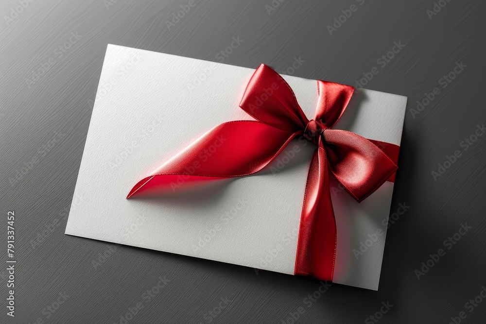 White Card With Red Ribbon White Card With Red Ribbon