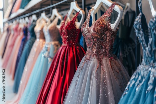 Elegant Formal Dresses on Display at a Boutique Shop © Rohit k 