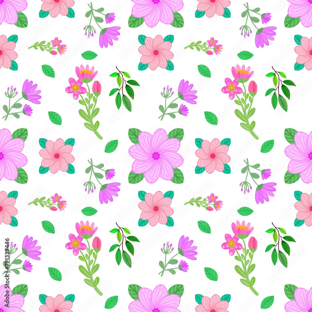 seamless pattern flower and leaves for background, backdrop, wallpaper, clothes