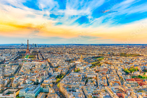 View from the Montparnasse tower on Paris in early spring. photo
