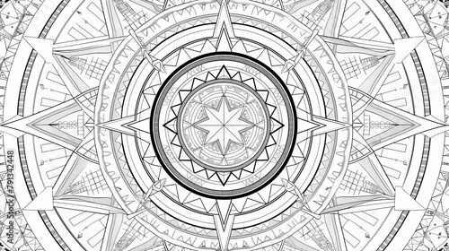 Mandala  A coloring book page showcasing a mandala with geometric patterns and shapes