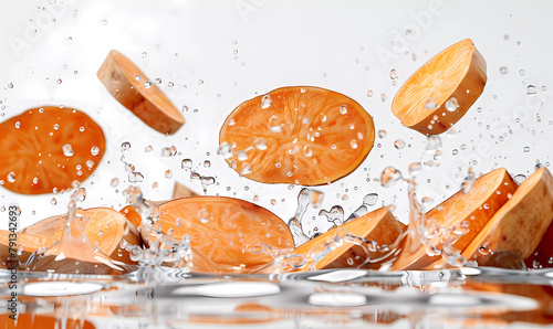 Sweet potato vegetables banner with water drops, generated ai © weissdesign