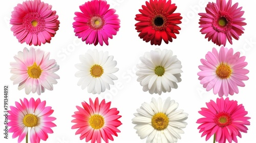 A vibrant selection of meadow flowers isolated on a white background. This image showcases colorful and diverse flora, perfect for botanical themes.