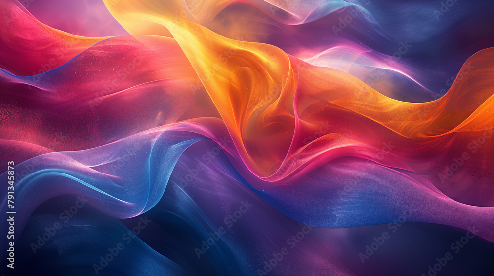 Soft, flowing colorful fabric-like textures creating a serene and abstract wavy background Soft, flowing colorful fabric-like textures creating a serene and abstract wavy background