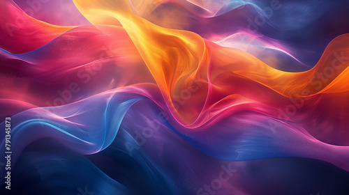 Soft, flowing colorful fabric-like textures creating a serene and abstract wavy background © Irina