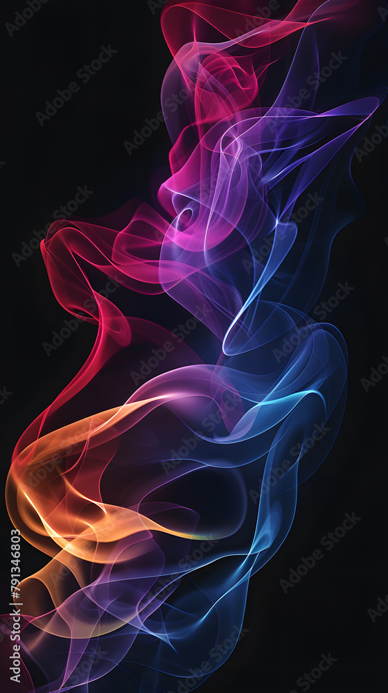 Naklejka premium Abstract background with 3d fluid or smoke, neon colors on black background