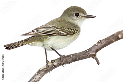 Acadian Flycatcher isolated on white photo