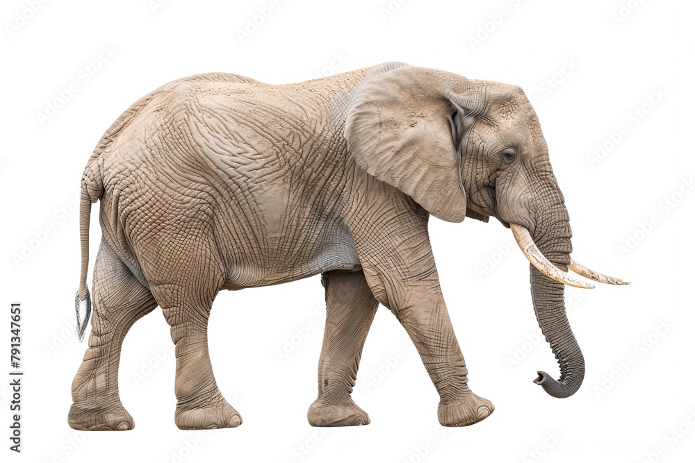 African Bush Elephant isolated on white