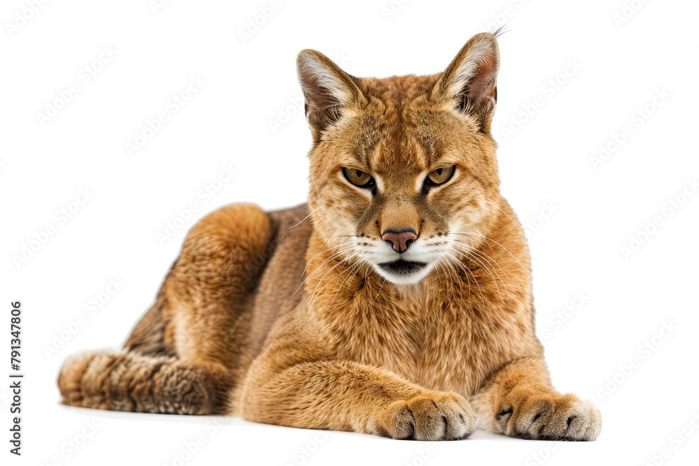 African Golden Cat isolated on white African Golden Cat isolated on white