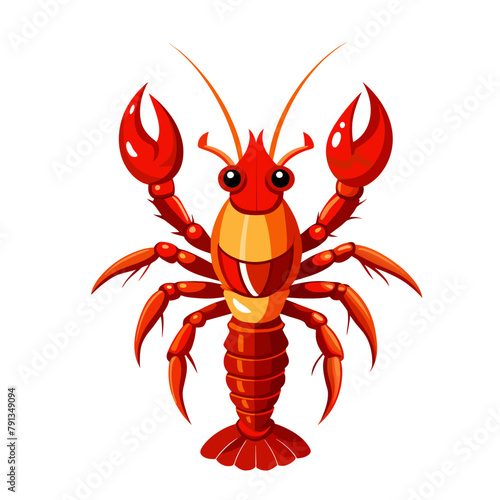 Lobster vector illustration. Cartoon isolated red crawfish, whole underwater crayfish with claws and tail, sea crustacean animal and exotic luxury lobster meal for delicatessen restaurant menu