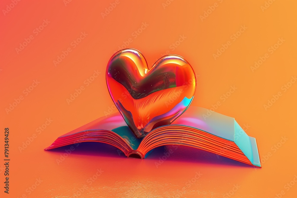 3d illustration of book and heart healthy book concept on background 3d illustration of book and heart healthy book concept on background