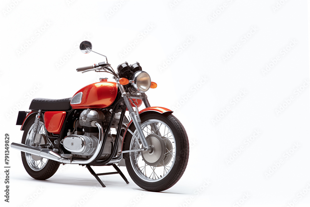 elegant vintage classic motorcycle on a white background with space for text