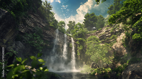 waterfall in the mountains