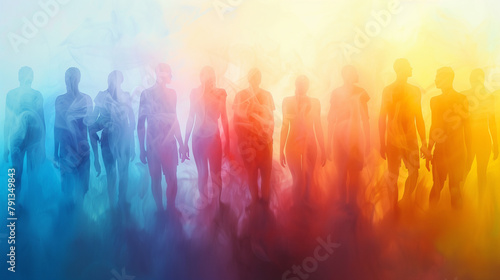 colorful background with rainbow colors and human silhouettes